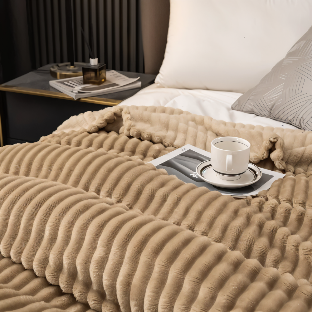 Maliben | Cosyloom Plaid | Soft Ribbed Fleece Blanket | Breathable & Fluffy | For All Seasons