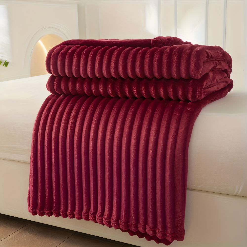 Maliben | Cosyloom Plaid | Soft Ribbed Fleece Blanket | Breathable & Fluffy | For All Seasons