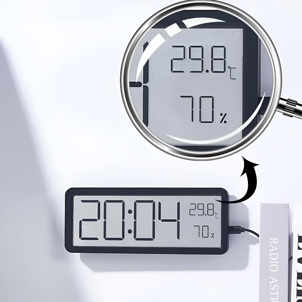 Maliben | Digital Led Wall Clock With Temperature And Humidity