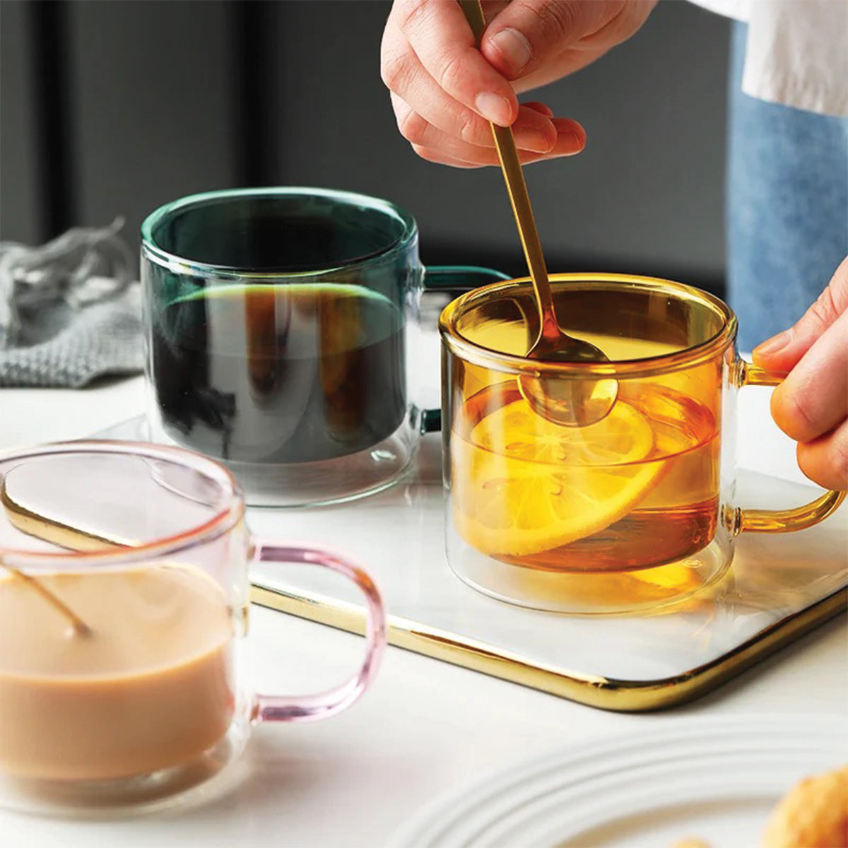 Maliben | DoublyMug | Tinted glass mug for hot beverages