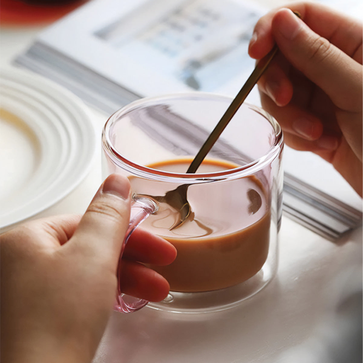 Maliben | DoublyMug | Tinted glass mug for hot beverages