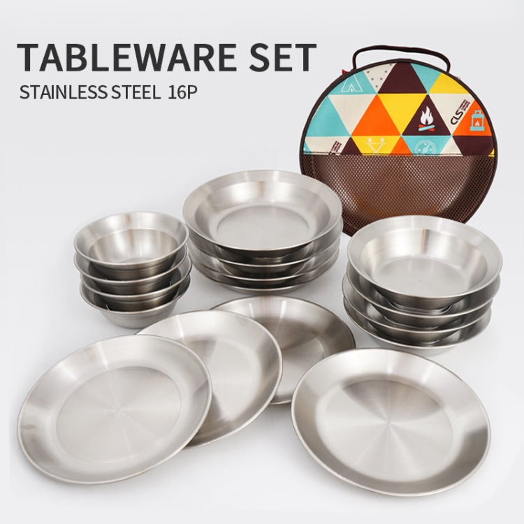 Maliben 16 Pcs / Set Cls Outdoor Stainless Steel Tableware Portable Camping Dinner...
