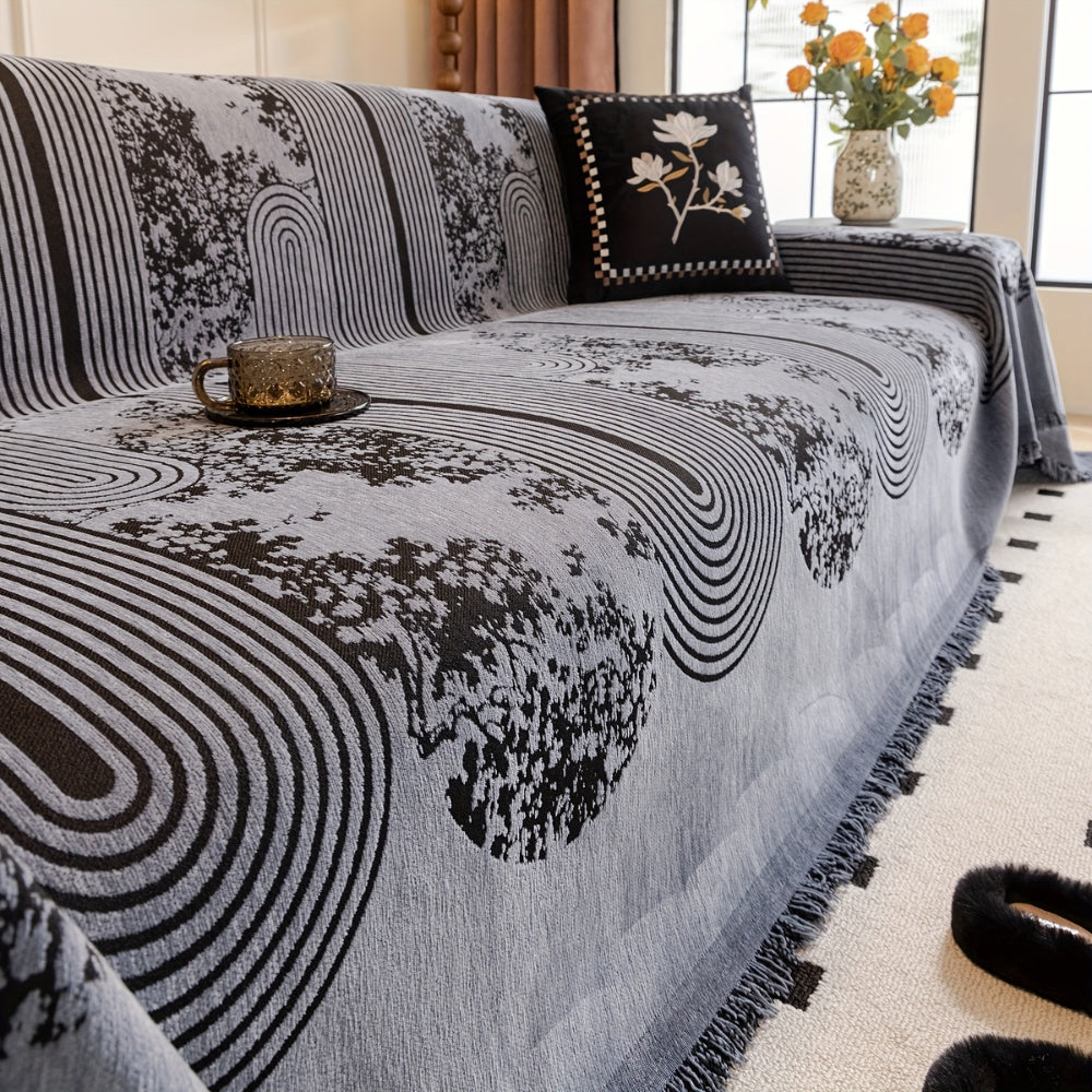 Maliben | Mosaic Lines Pattern Sofa Cover