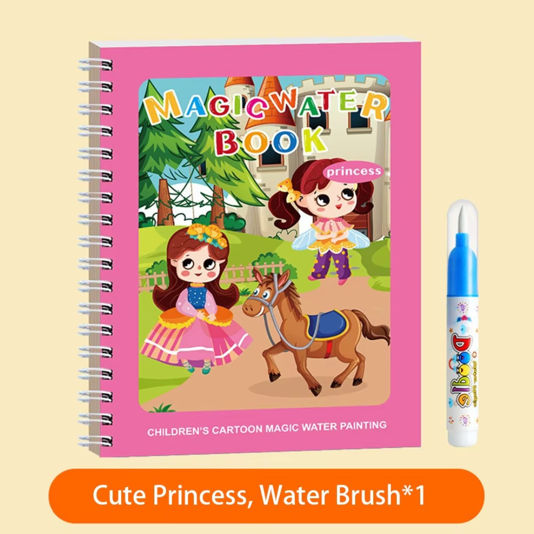 Maliben | Magic Self Erasing Water Painting Book Set With Water Brush (Set Of 6)