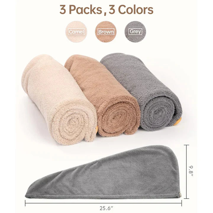 Maliben | Microfiber Hair Towel Set | 3 Pack For Quick Drying