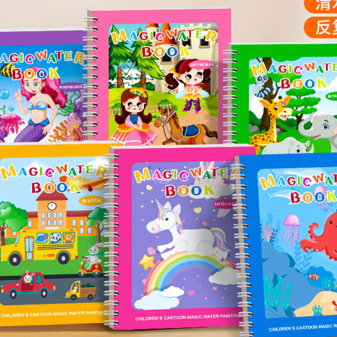Maliben | Magic Self Erasing Water Painting Book Set With Water Brush (Set Of 6)