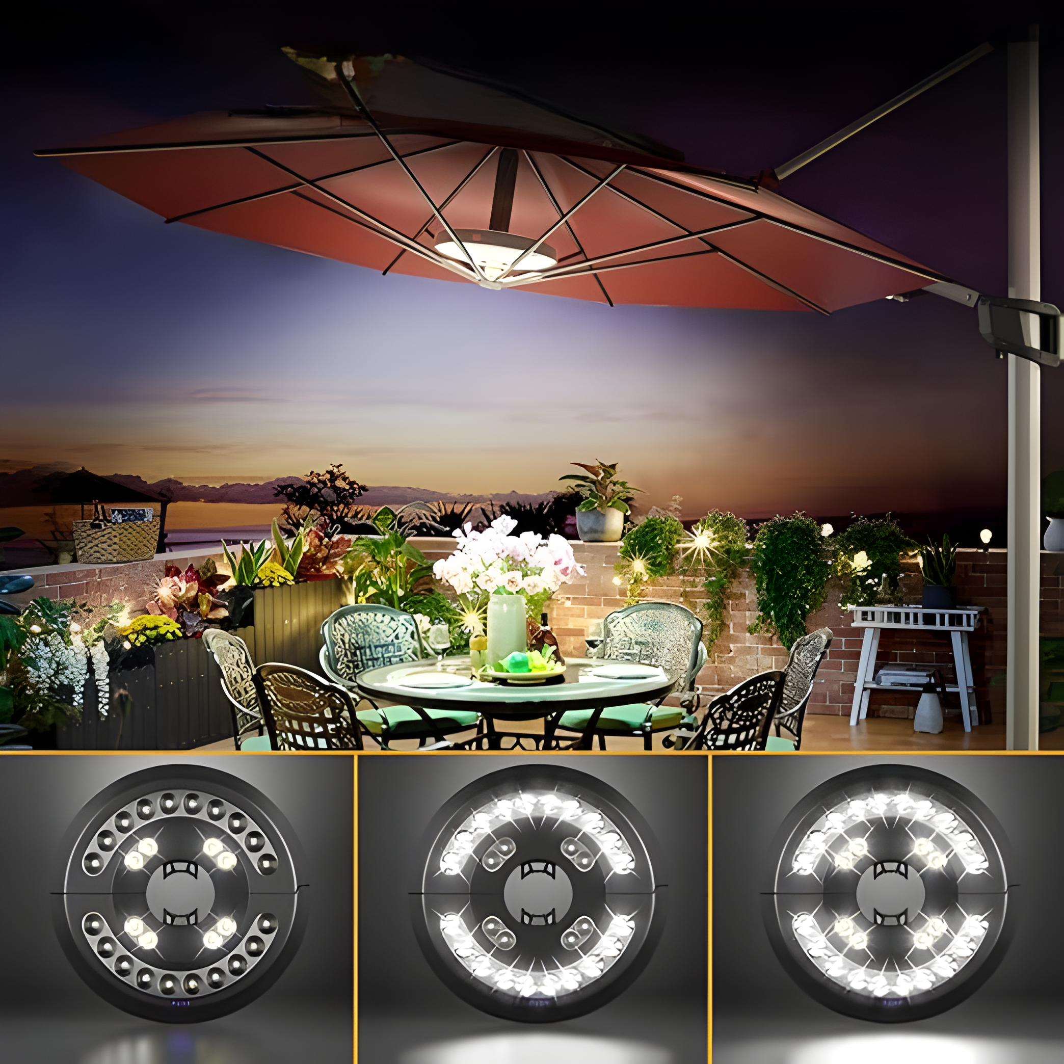 Maliben | Lumoclip Led Shade Light With Battery | 3 Brightness Levels & 360° Light | Usb Charging | For Balcony, Garden & Camping