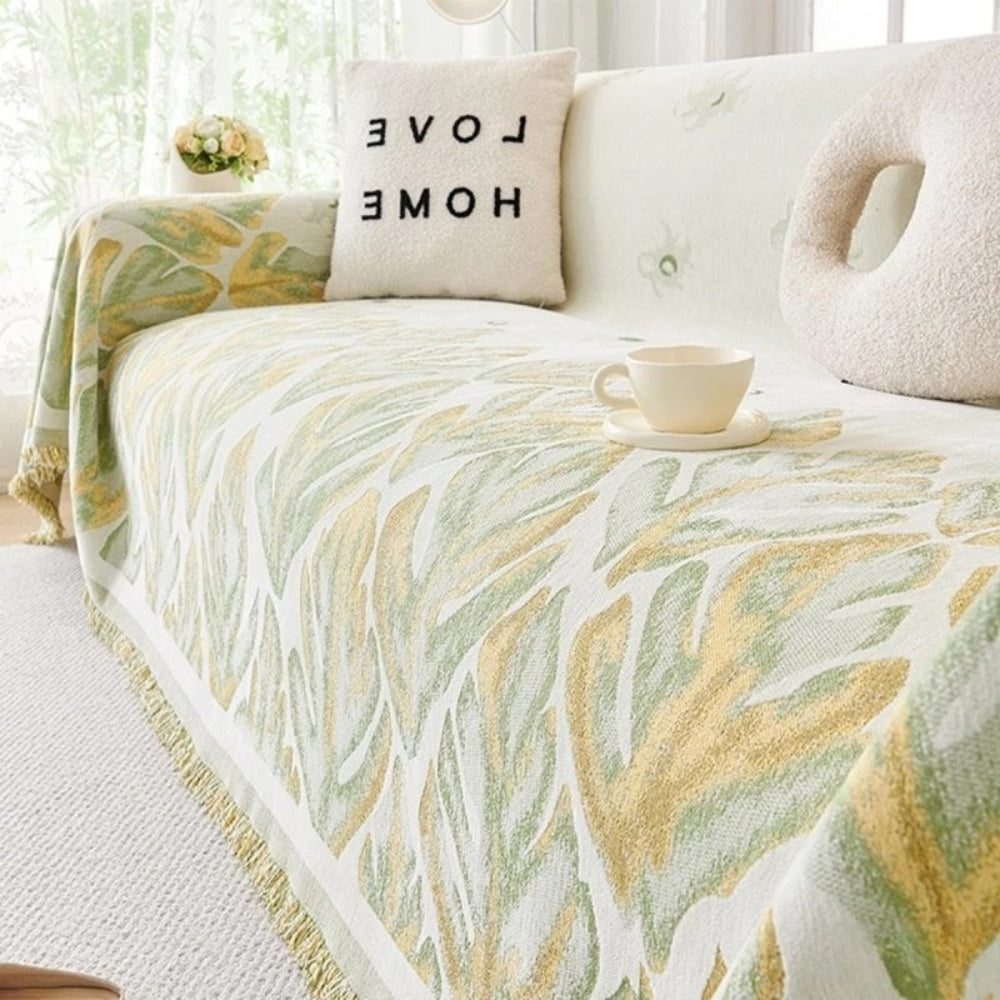 Maliben | Verdure Leaf Pattern Chenille Sofa Cover