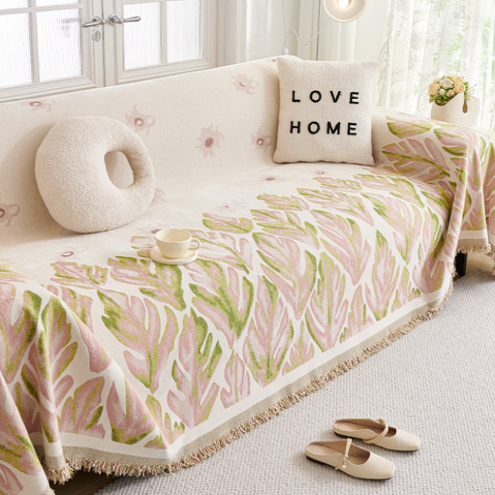 Maliben | Verdure Leaf Pattern Chenille Sofa Cover