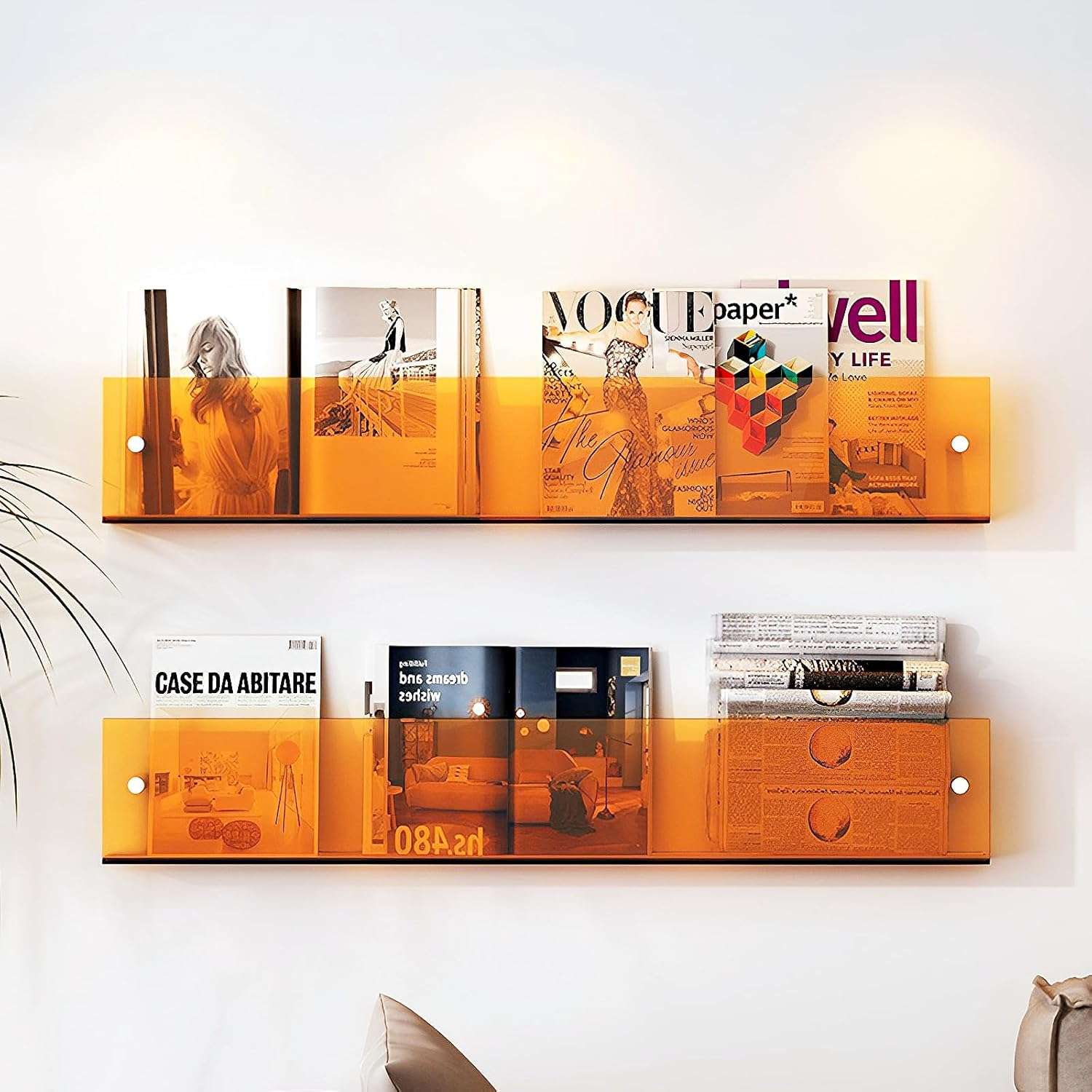 Maliben | Acrylic Wall-Mounted Floating Magazine Rack