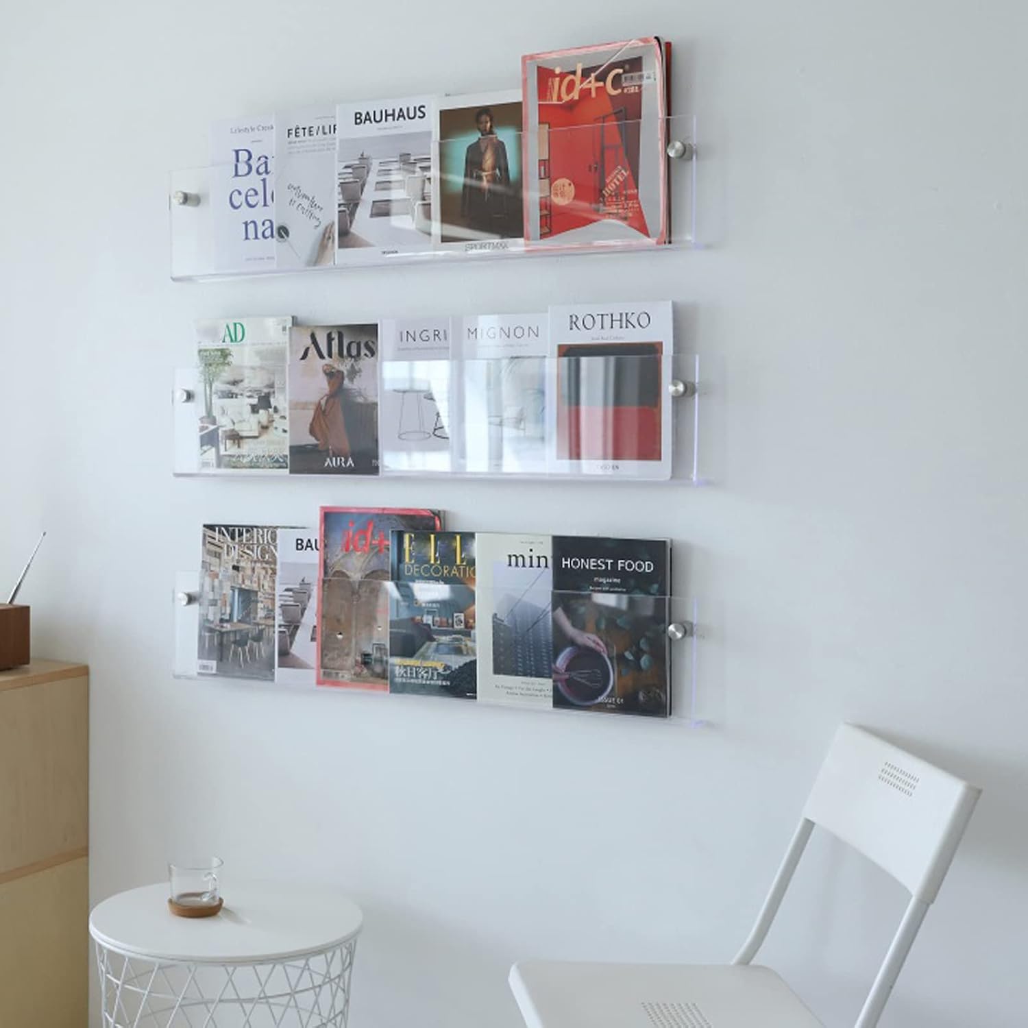 Maliben | Acrylic Wall-Mounted Floating Magazine Rack