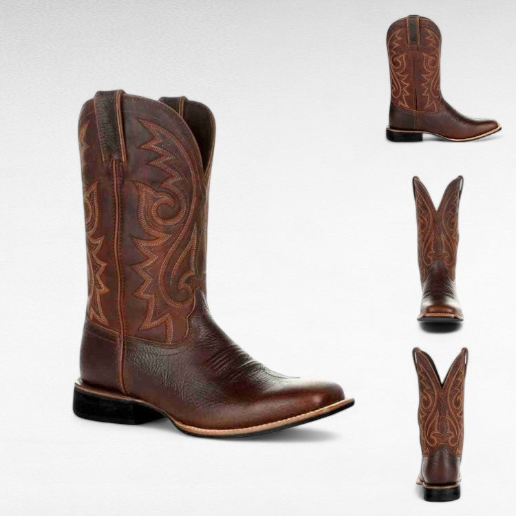 Rugged Men’S Leather Western Boots