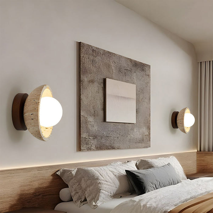 Maliben | Boho Travertine Natural Stone Led Wall Lamp