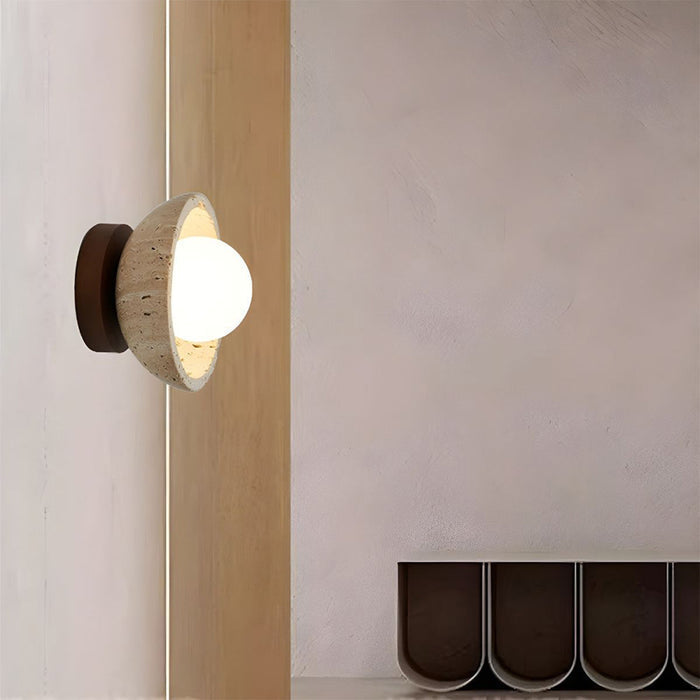 Maliben | Boho Travertine Natural Stone Led Wall Lamp