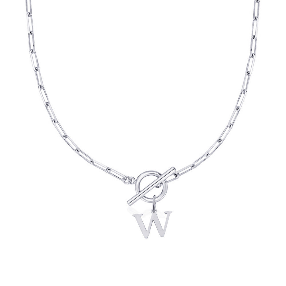Maliben | Paperclip Letter Initial Circle Lock Clasp Necklace