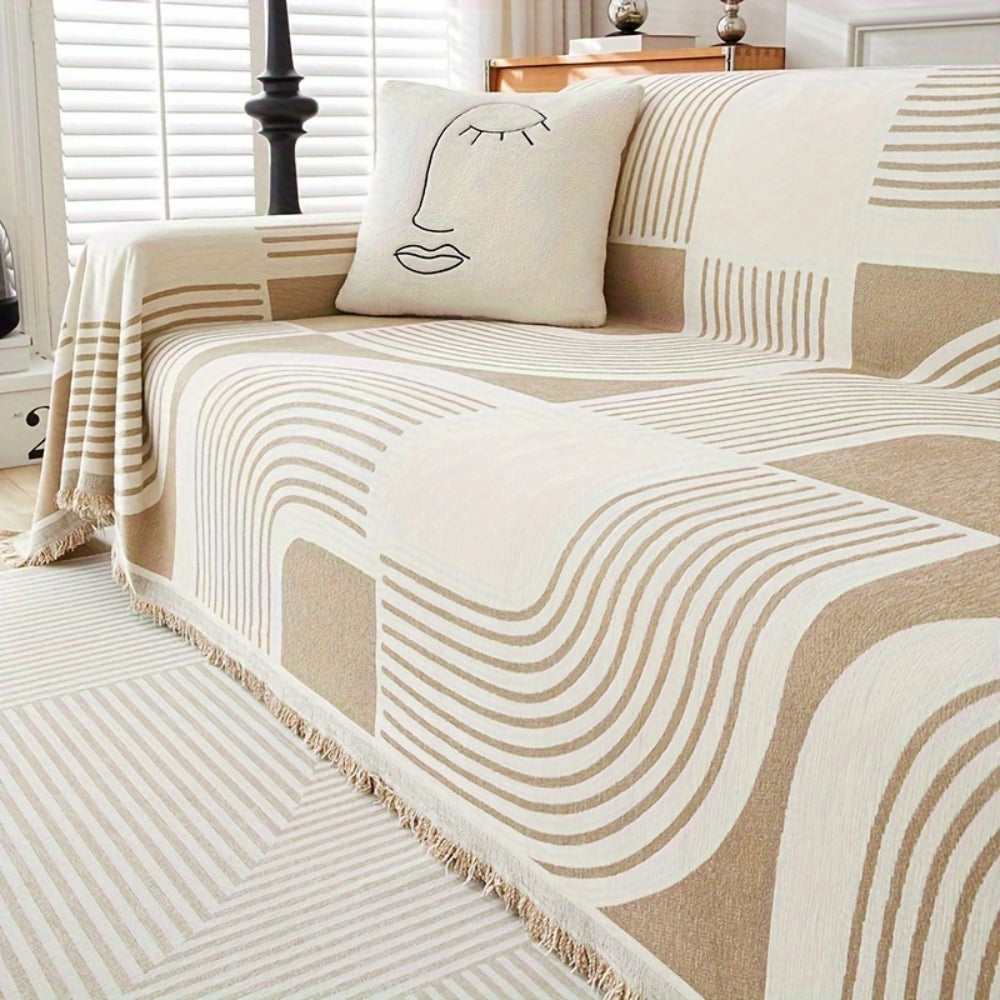 Maliben | Wavy Stripe Boho Sofa Cover