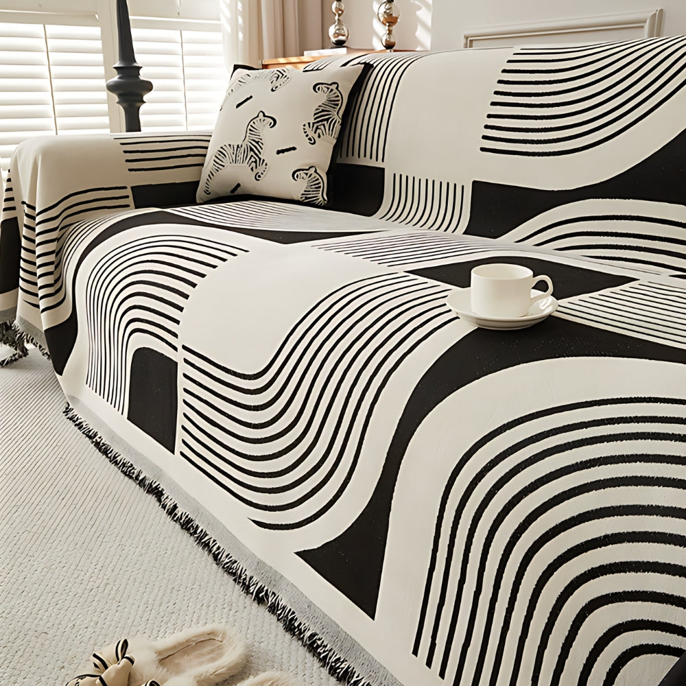 Maliben | Wavy Stripe Boho Sofa Cover