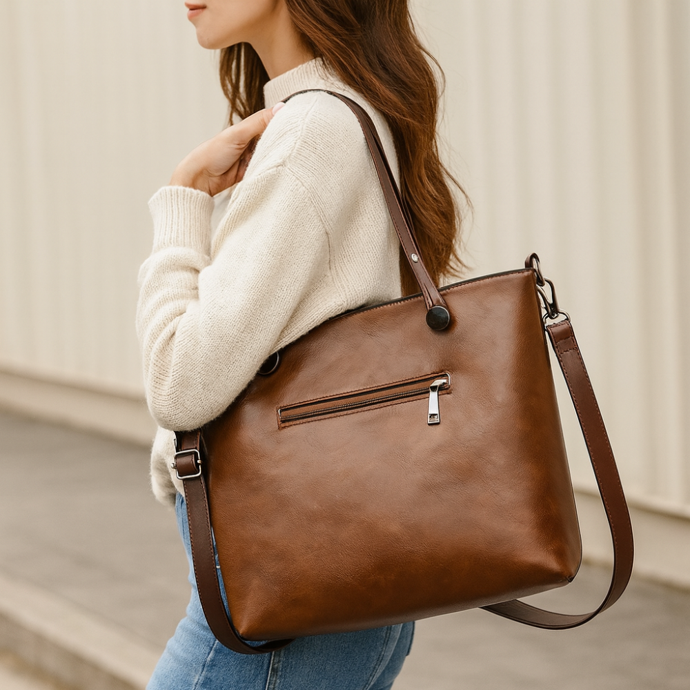 Maliben | Women’S Leather Tote Handbag Shoulder Crossbody Multi Compartments
