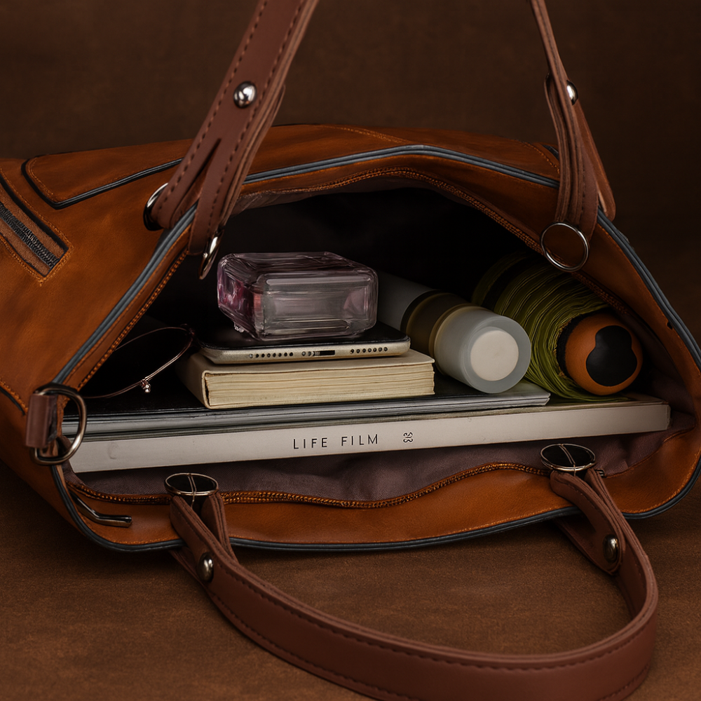Maliben | Women’S Leather Tote Handbag Shoulder Crossbody Multi Compartments