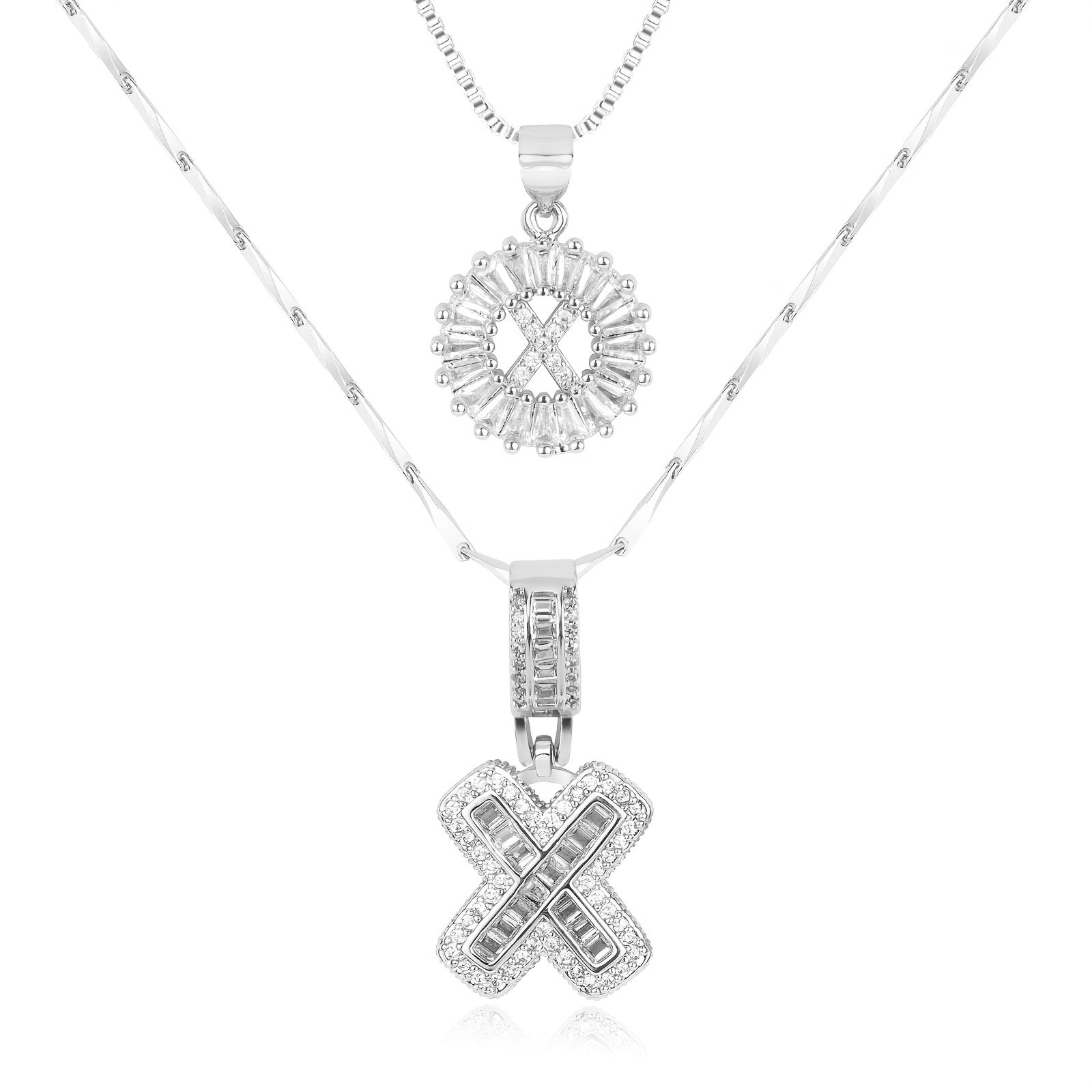 Maliben | 2pc 14k Diamond Letter Initial Necklaces