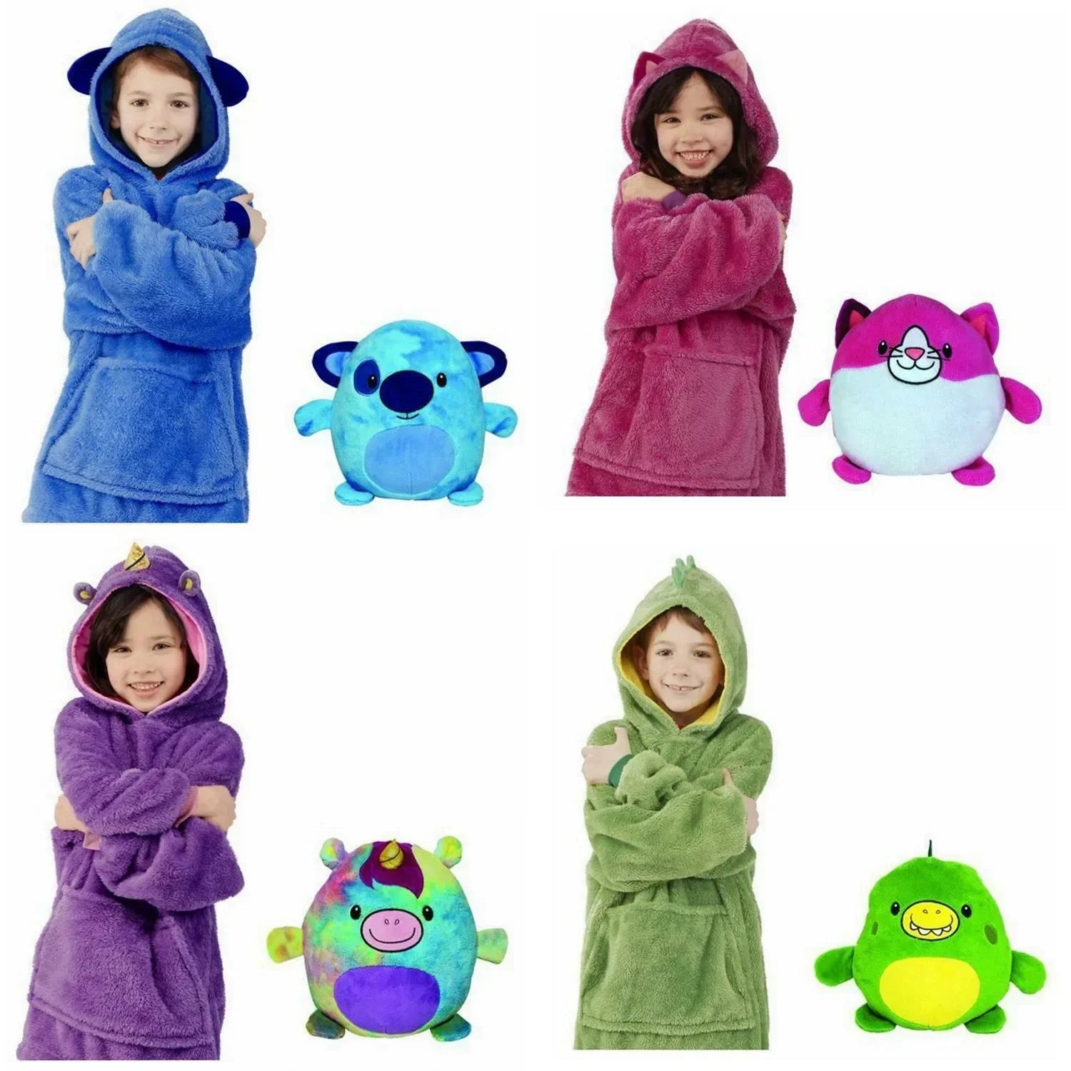 Maliben | Snugglepals | Cozy ComFort - 2-In-1 Kids Animal Hoodie Cushion Toy for Winter