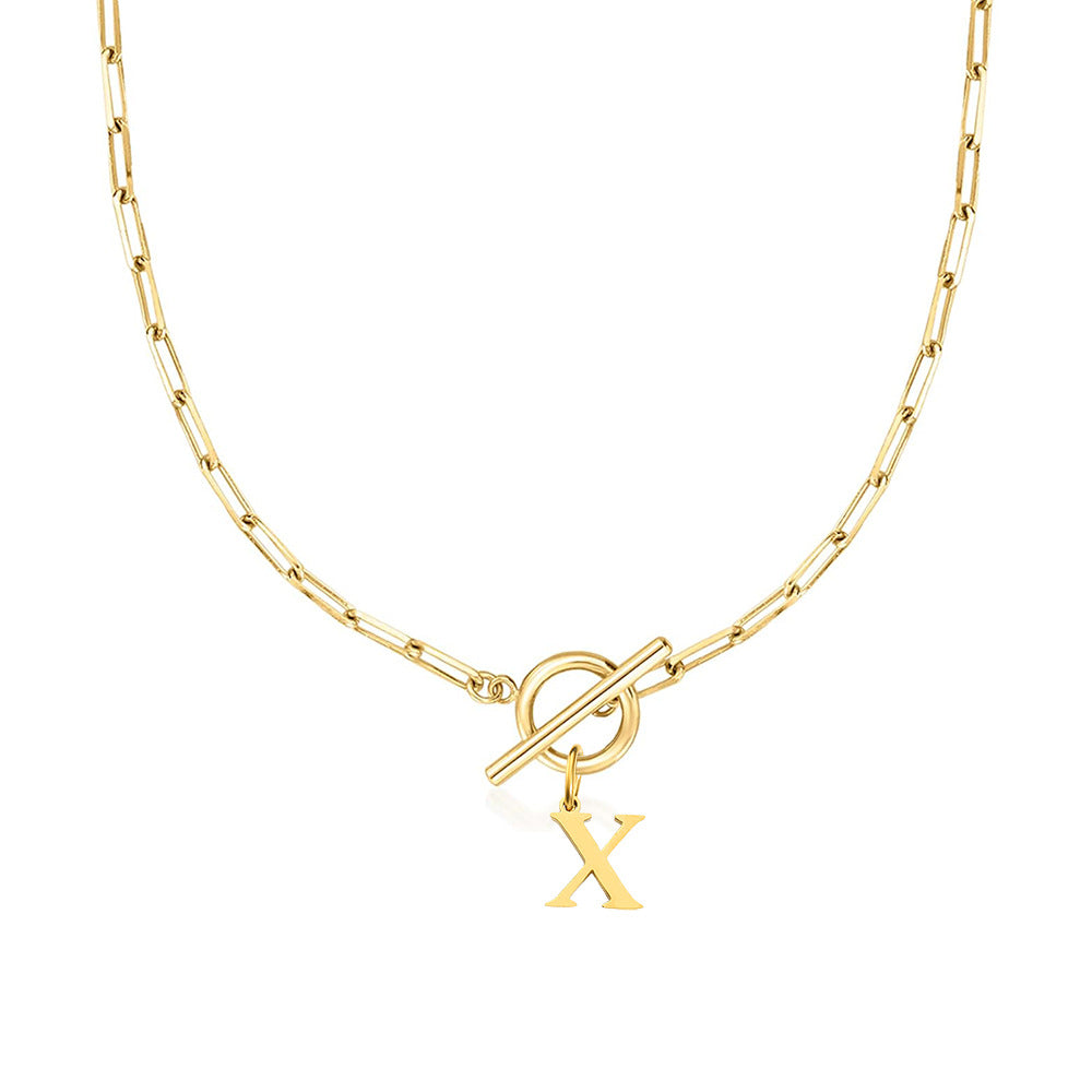 Maliben | Paperclip Letter Initial Circle Lock Clasp Necklace
