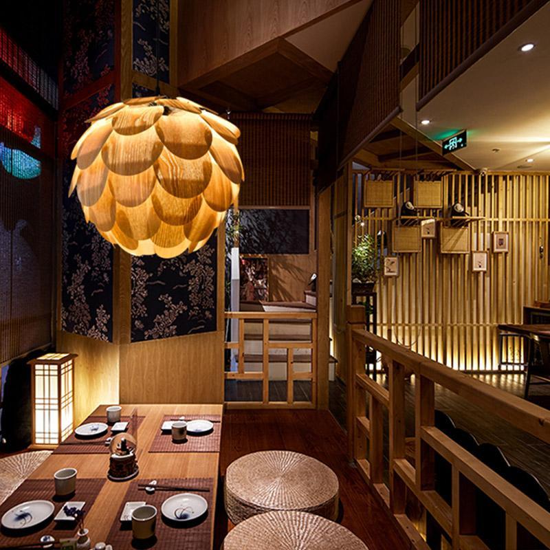 Maliben | PIneappleglow Pendant Light - Luxurious Wooden Pendant Light in Pineapple Shape