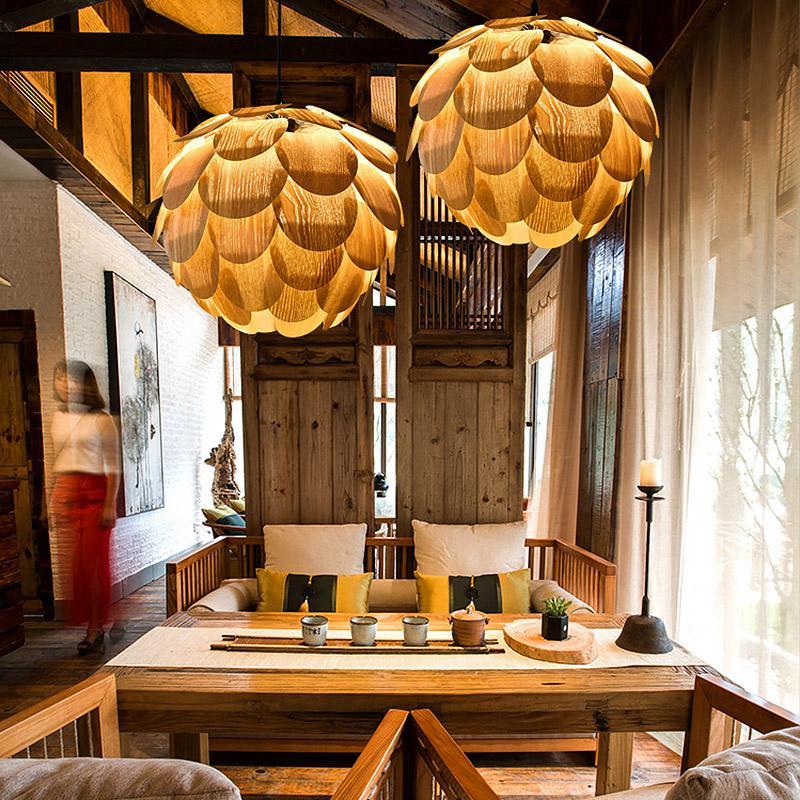 Maliben | PIneappleglow Pendant Light - Luxurious Wooden Pendant Light in Pineapple Shape