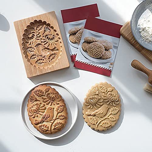 Maliben | Wooden Cookie Mold Set | Engraved Pastry Stamps | Gingerbread & Biscuit Press