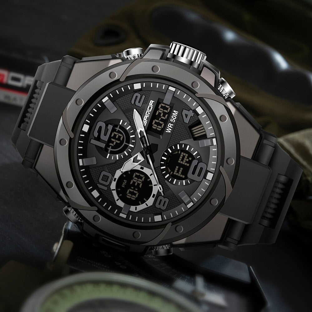 Maliben | Titanguard Military Men's Watch – Rugged Multifunctional Analog & Digital Timepiece