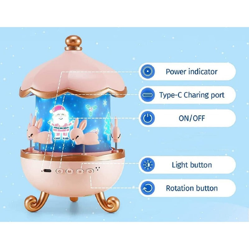 Maliben | Frostwave | Children 360° Rotating Rabbit Night Lamp Projector