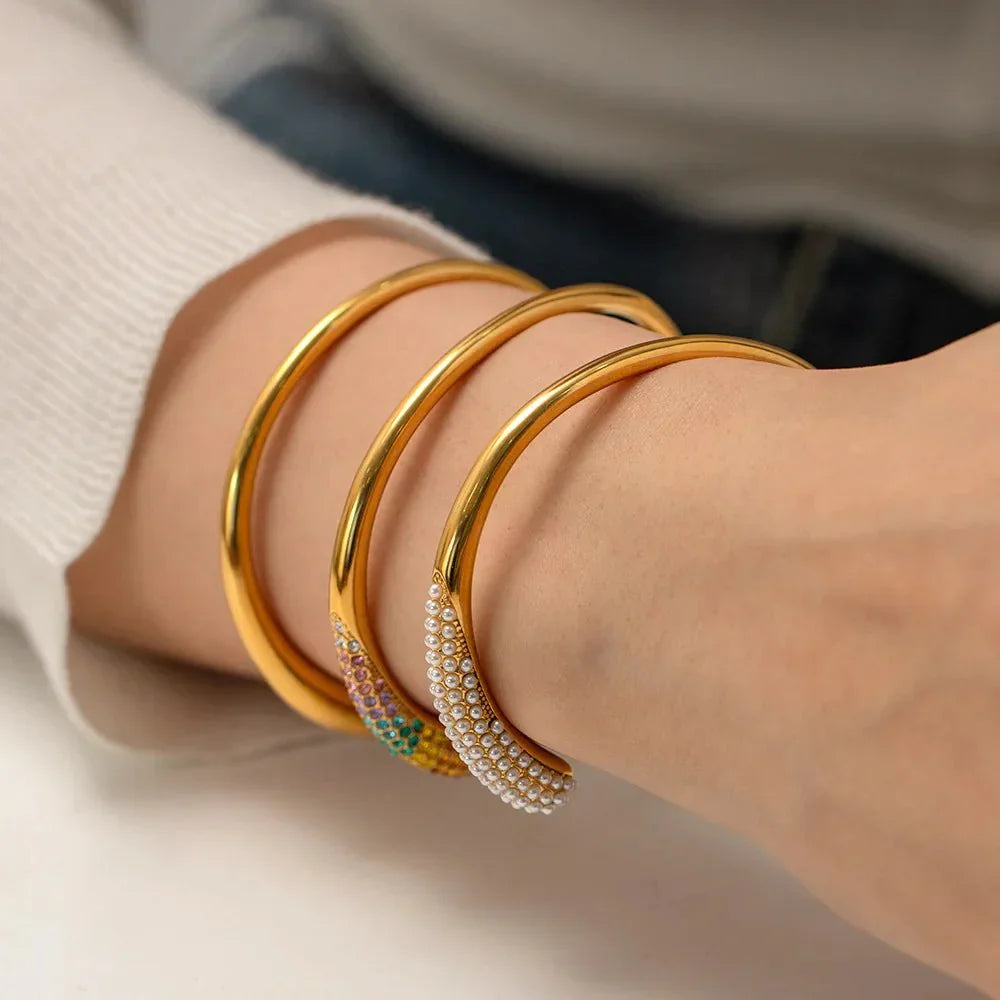 Maliben | Accented Classy Bangle Cuff Bracelets