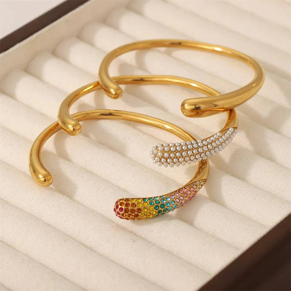 Maliben | Accented Classy Bangle Cuff Bracelets