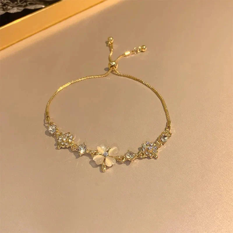 Maliben | Adjustable Lucky Four Leaf Clover Bracelet