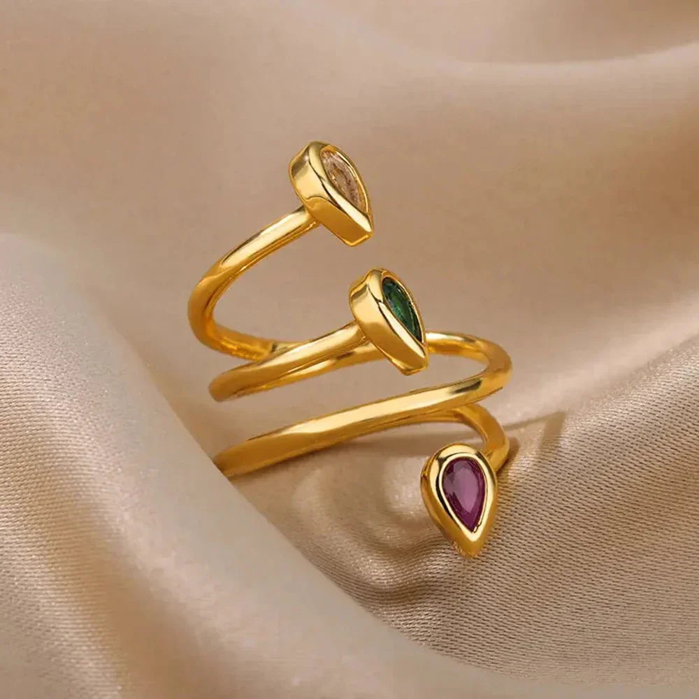 Maliben | Adjustable Multi-Color Water Drop Rings