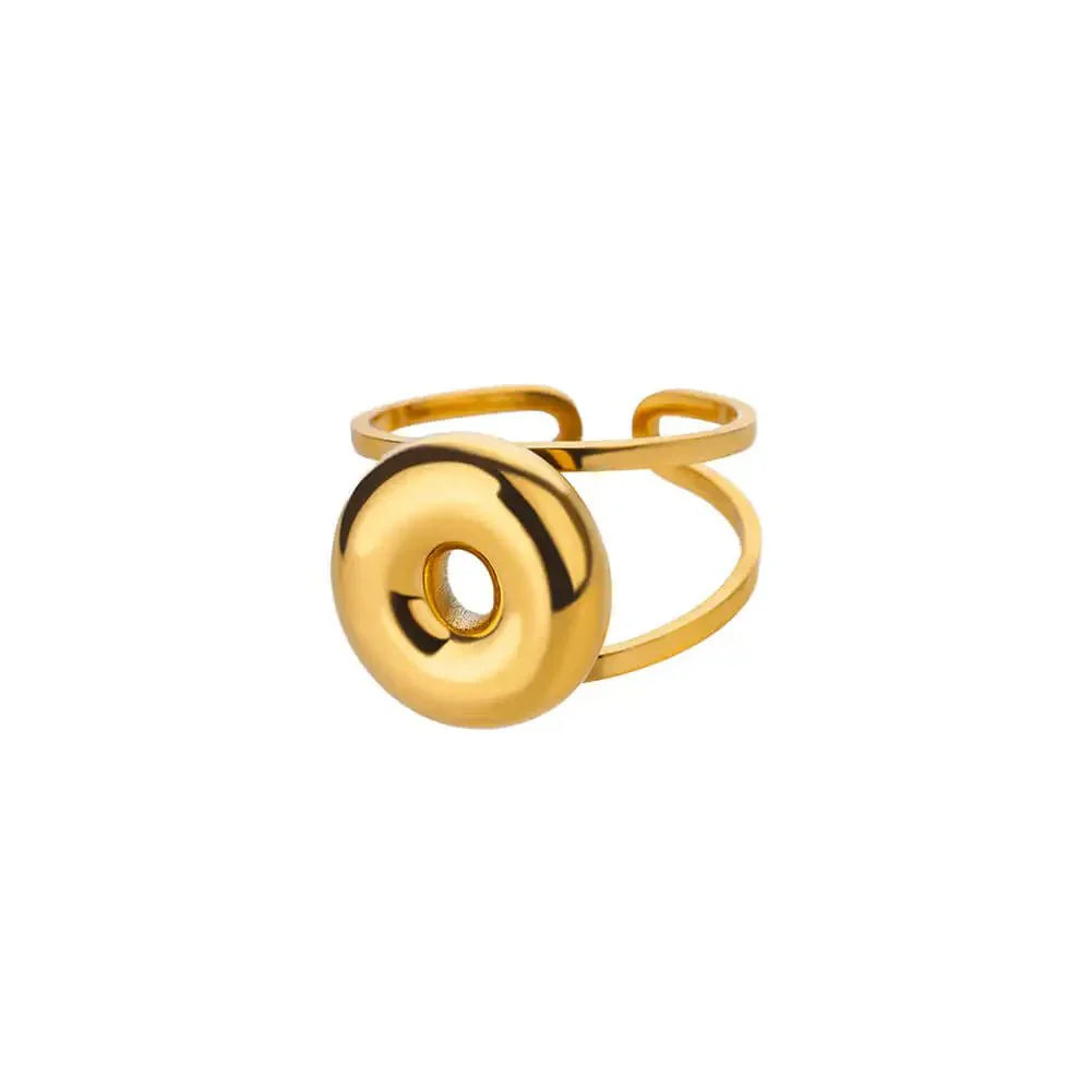 Maliben | Adjustable Open Band Bubble Letter Initial Ring