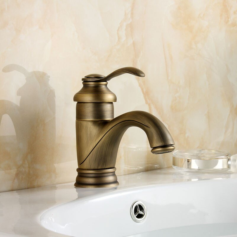 Antique Brass Tap Bathroom Fixtures Faucet Sink Mixer Tap — Maliben bathroom
