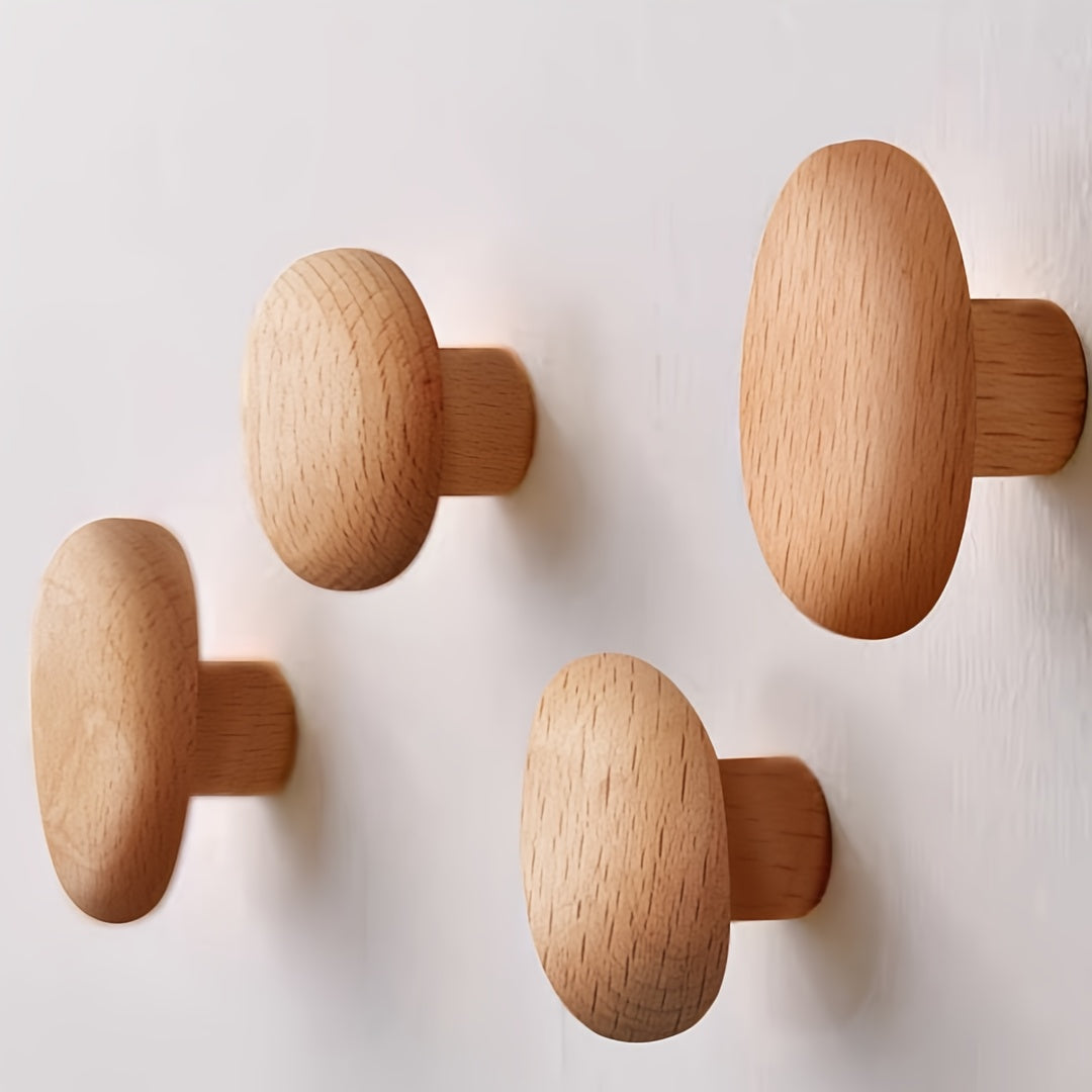 Maliben | Woodcraft Wooden Wall Hooks Set – HAndmade Design Of Walnut and Beech Wood