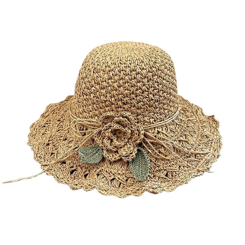 Maliben Crochet Straw Sun Hat — Hand-Woven with Ruffle Detail