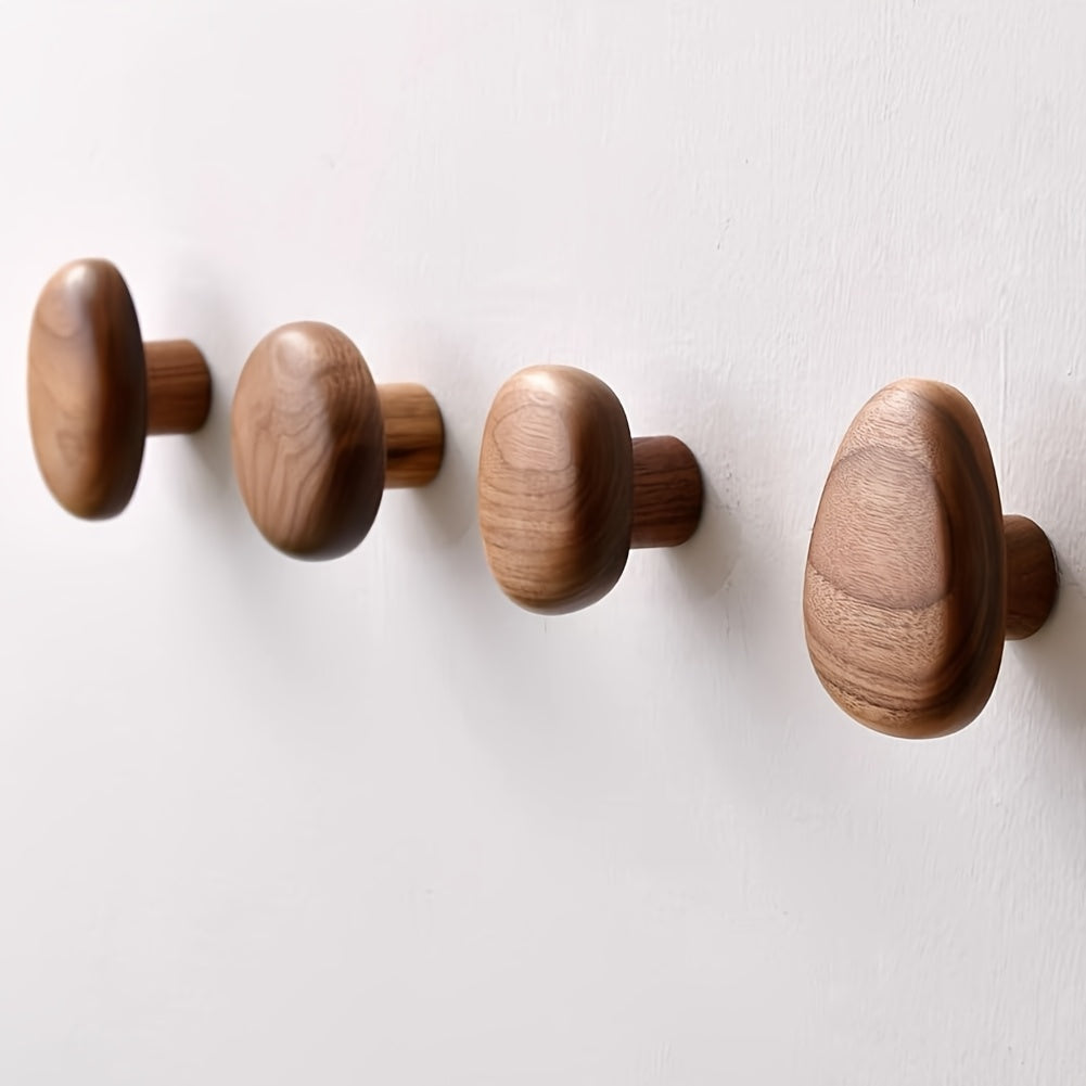 Maliben | Woodcraft Wooden Wall Hooks Set – HAndmade Design Of Walnut and Beech Wood