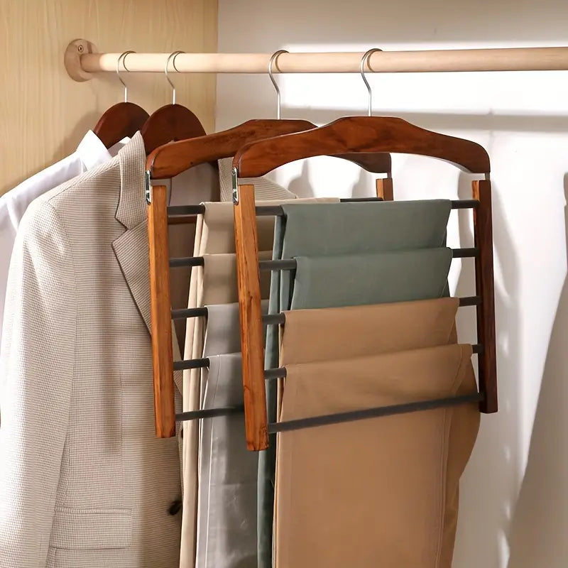 Maliben | Space-Saving Wooden Multi-Pants Hanger