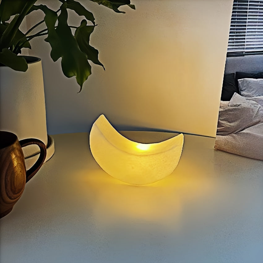 Maliben | Half Moon Night Lamp In Art Deco Style – Battery Powered With Switch