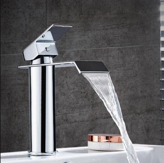 Vanity faucet waterfall faucet brass vanity faucet mixer tap — Maliben bathroom
