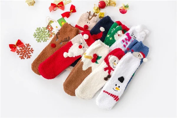 Maliben | Christmas Socks In Gift Box Design | Plush House & Cuddle Socks | Universal Size