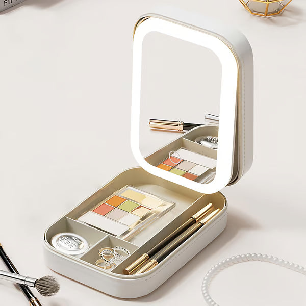 Maliben | Portable Makeup Organizer — Compact Led Mirror With Adjustable Lighting