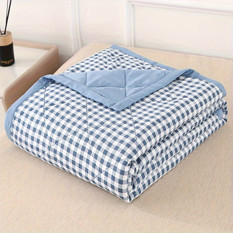 Maliben | Elegant Preppy Plaid Summer Blanket For Cool Nights