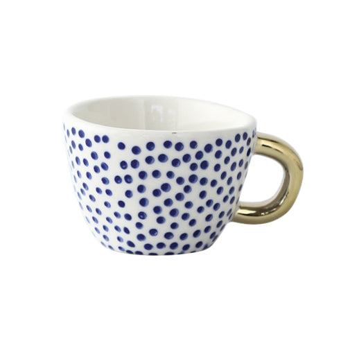Maliben | Cup with abstract geometric pattern and gold handle