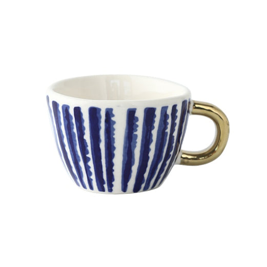 Maliben | Cup with abstract geometric pattern and gold handle