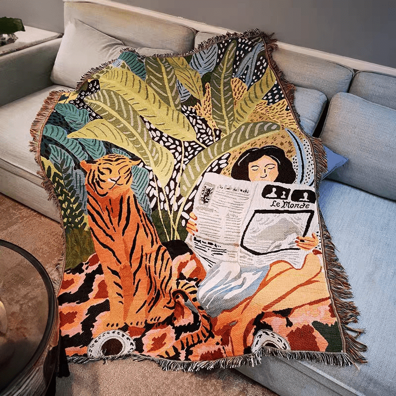 Maliben Boho Style Knitted Blanket