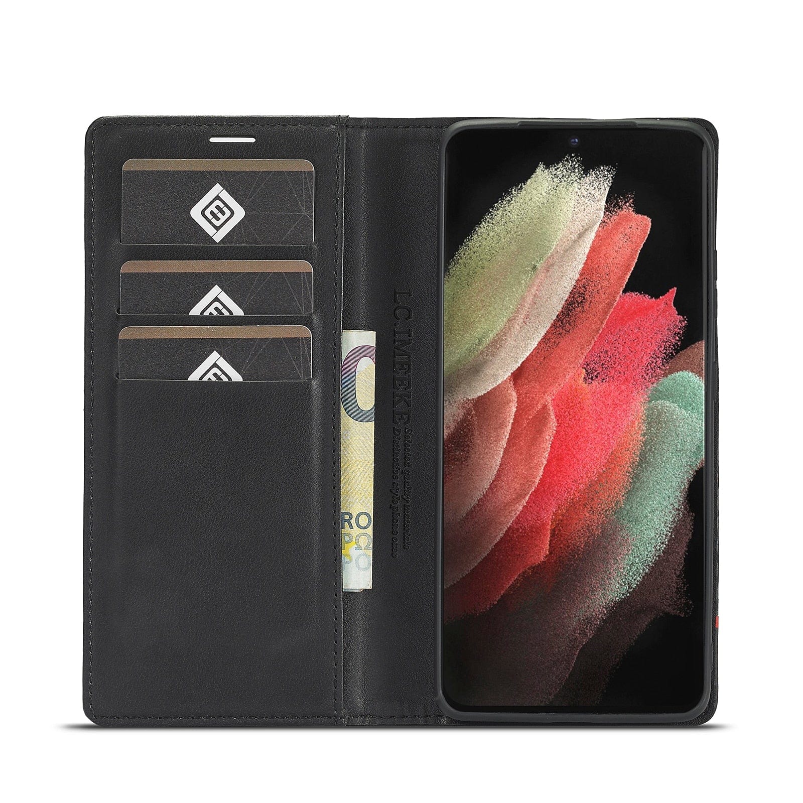 Maliben | S23 Phone Case | Card Holder Made Of Carbon Fiber Leather With Magnetic Closure